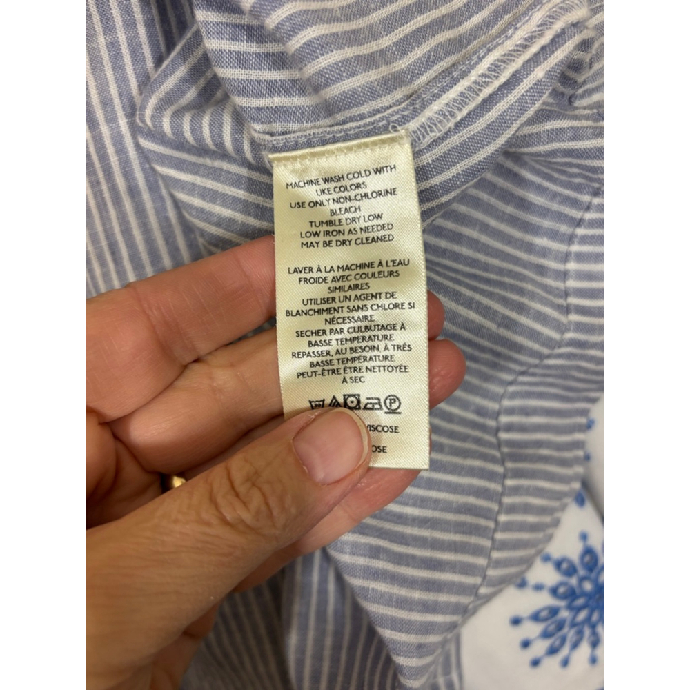 Women's Anthropologie Striped Smocked Blouse Blue/White Size XXS - Picture 7 of 7